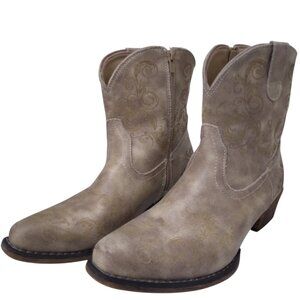 Roper | Tan/Brown Womens "Short Stuff"  Western Zippered Boots‎ | Size 10.5